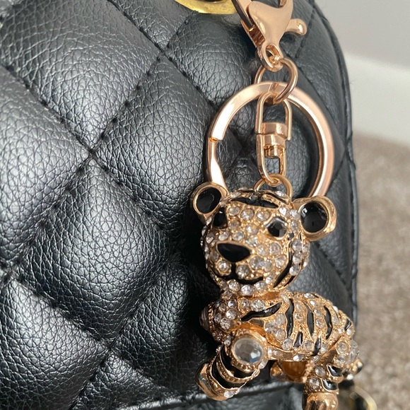 Rhinestone tiger cub keychain purse charm - Picture 2 of 3